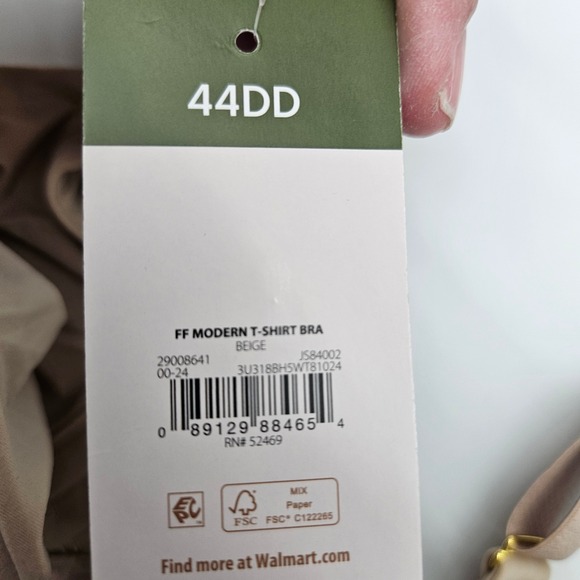 JOYSFUN 44DD Beige FF Modern T-Shirt Bra Underwire Full Coverage Adjustable - Picture 3 of 7